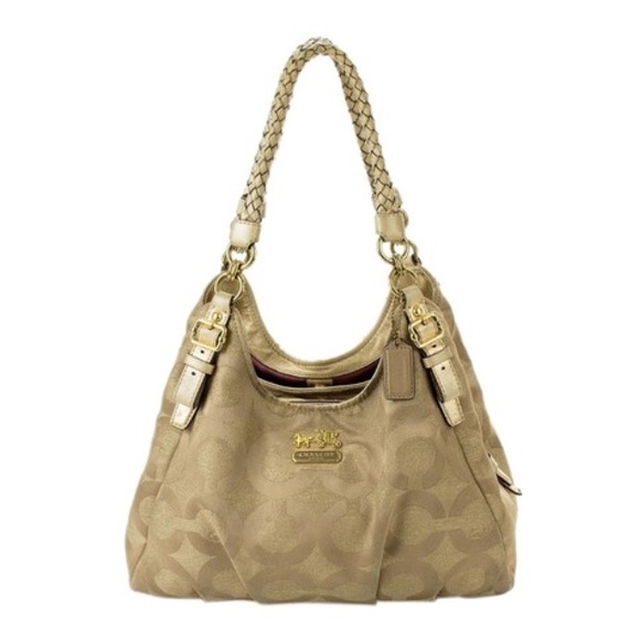 Large Tan/Gold Coach Purse - Picture 6 of 6